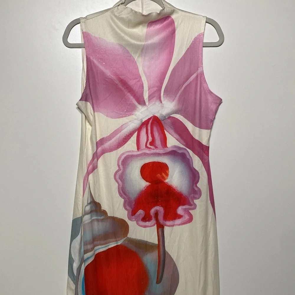 Micas Tropical Shell Print Fitted Sleeveless Maxi Dress Maruja Mallo Art Design - Picture 4 of 17